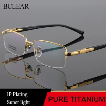 BCLEAR Homens de Alta Qualidade Titânio Puro Olho Armações de Óculos de Acetato Templo Pernas Ouro Prata Luxo de Espetáculo Armação de Óculos