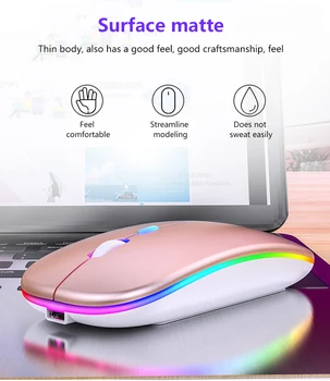 Mouse sem fio RGB Recarregável Mouse sem Fio do Computador Silencioso LED Backlit Ergonômico Gaming Mouse Para notebook PC Office