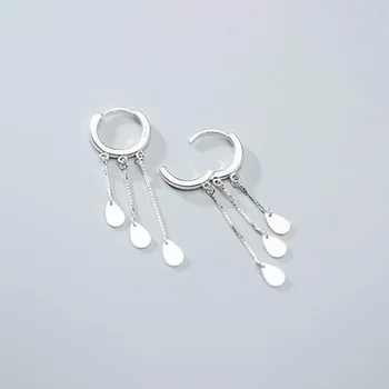 O coreano 925 Prata Esterlina de Borla Oval Talão de Instrução Drop Brinco para Mulheres, Moda Jóias de Casamento eh1057