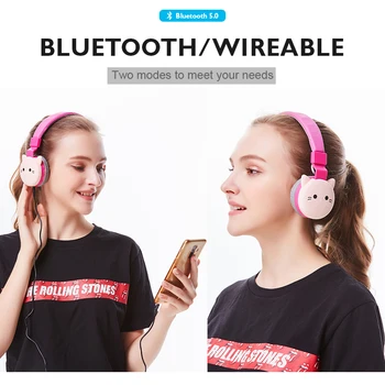Miúdos bonitos de banda desenhada da Menina Blueooth Fones de ouvido 3D Gato Coelho Animal de Música sem Fios Capacete de Fone de ouvido para Jogos Para Moible Telefone MP3 PC