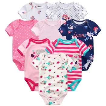 Unissex, roupas de bebê 8pcs recém-nascido de meninos meninas bodysuit roupas roupas de bebe de algodão bebê macacões de manga curta, roupas de bebê