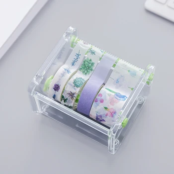 Criativo Fita Adesiva Transparente Dispensador De Papel De Carta Japonês Fita Adesiva Cortador De Washi Tape De Armazenamento Organizador Da Escola De Abastecimento