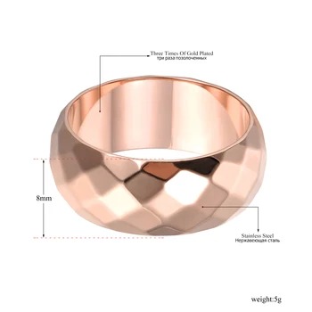 Lokaer Simples de Titânio, Anéis de Aço Inoxidável Para as Mulheres 8mm Cara do Corte de Moda Grande Anel de Casamento, Anéis de Noivado Jóias R17030