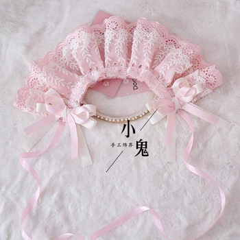 Japonês Lolita Doce Bonnet faixa de Cabelo Lolita Selvagem cor-de-Rosa Lace Bowknot Grampo de Cabelo e acessórios para o Cabelo feitos à mão Enfeites de Cabelo Cosplay