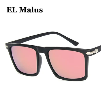 [EL Malus]Retro Praça Armação Óculos de sol Mens Mulheres cor-de-Rosa Escuro, Verde Lente Leopard Tons UV400 Óculos de Sol com Design Criativo Óculos