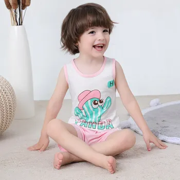 2020 Menina do Bebê do Verão Pijamas de Crianças dos desenhos animados Bonitos Pijama Conjunto de pijamas infantil roupas de Crianças de Animais Impresso Meninos Pijamas Terno