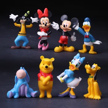 Disney Animation Anime Identificador De 8 De Minnie Do Mickey Pato Donald Urso Pooh Estatueta De Decoração Do Bolo