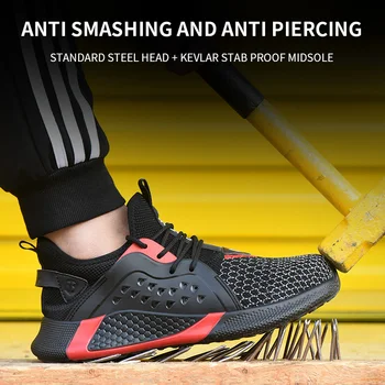 Leve De Aço Do Dedo Do Pé Calçado Respirável Segurança Do Trabalho Sapatos Indestrutível Industrial Homens Ryder Sapatos De Atletismo De Amortecimento Do Tênis