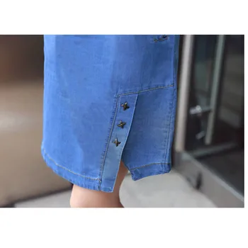 O coreano vestido jeans para mulheres 2019 verão casual jeans, vestido com bolso magro manga Curta Vintage vestido jeans plus tamanho 3XL