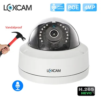 LOXCAM H. 265 HD 48V POE Camera IP 4MP de Som Áudio de Segurança Exterior Impermeável da câmera do IP de P2P Onvif de Vigilância por Vídeo Câmera do CCTV