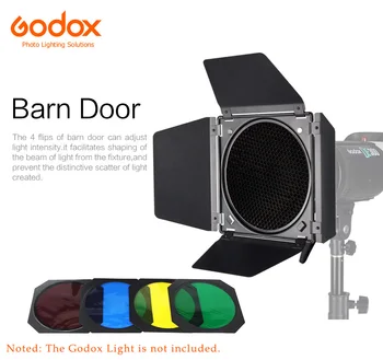 Godox BD-04 Porta do Celeiro+Favo de mel Grade + 4 Filtro de Cor Para Bowen Montagem do Refletor Padrão de Estúdio de Fotografia em Flash Acessórios