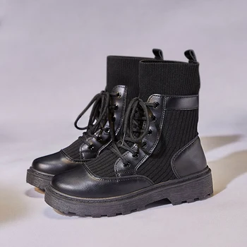 Outono E Inverno de Alta-top de mulheres casual botas Respirável Adultos Meias botas de moda Retrô antiderrapante Mulheres botas sapatos de trabalho 2020