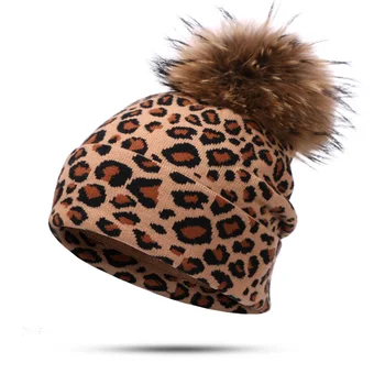 Leopard Print Unisex Chapéu E Lenço De Outono Inverno Duplo Beanies Skullies Chapéus Para Mulheres Elasticidade Quente Lenços De Chapéu De Pom Pom