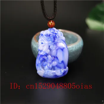 Natural Branco Azul Pedra Jade Pinheiro Vaso Pingente de Colar Chinês Jadeite Encanto da Jóia Esculpida Amuleto de Moda Presentes para Mulheres, Homens