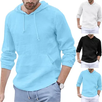 Vetement femme 2020 Homens hoodies roupas Largas e Roupa de cama de Algodão com Capuz Bolso Sólido de Manga Longa Retro T-Shirts, Tops camisolas#1