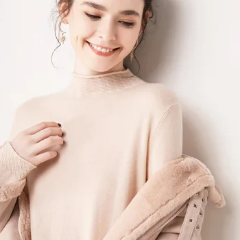 2019 o outono e o inverno de nova camisola das mulheres de meia-neck sweater pulôver cor sólida parágrafo curto