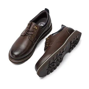 CAMELO Couro Genuíno Homens Sapatos Dedo do pé Redondo Lace-up Calçados Casuais para Homens Confortável e Elegante Outono Calçado sapatos para homens 2020
