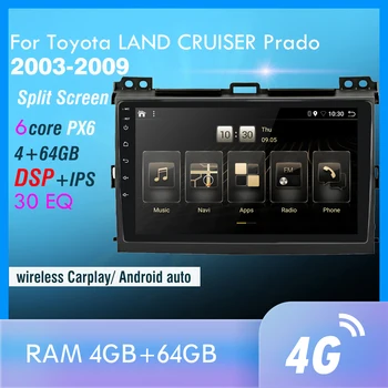 4G+64GB PX6 Car Multimedia Player Para o LAND CRUISER Prado 120 2003-2009 Android De 10 de Rádio Auto Carplay de Navegação GPS 4G traseira DAB+