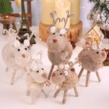 Decoração de natal Criativa de Feltro de Lã feito a mão em Cinza Escuro E Cinza Veado Boneca de Presente de Natal Decoração abc205