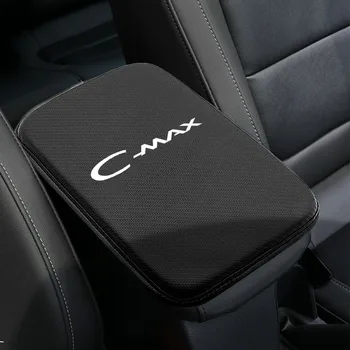 De Fibra de carbono, Carro de apoio de Braço da Caixa de Seat da Almofada Para Ford C-Max Soft Auto Center Console apoio de Braço para Amortecer Acessórios do Carro do Interior de 1Pcs