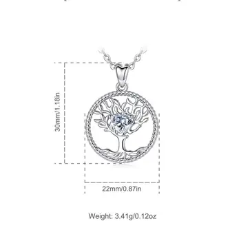 Eudora Prata Cristal Árvore Colar Árvore da vida Pingente zirconia Cúbico Charme Jóias para as mulheres D447