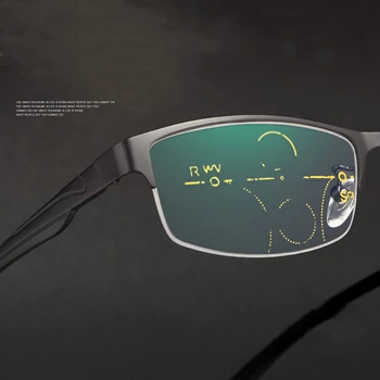 Homens Óculos de Leitura de Longe E de Perto de Duplo Propósito de Alta Definição Anti-Luz Azul Ajuste Automático Grau de Zoom Óculos XS671