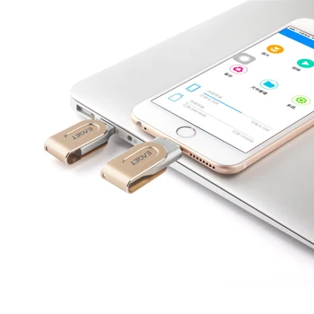 Eaget 128 GB USB Flash Drive USB 3.0/Raio/OTG Alta Velocidade da movimentação da Pena do Metal Pendrive Stick USB Flash Drive Para iPad Para o iPhone