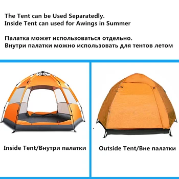 Atualizado 3-5 Pessoa/5-7 Pessoa Automática Acampamento Barraca Dupla Camada de Verão mongol Hexagonal Yurt dos Turistas Tenda para o Exterior de Viagens