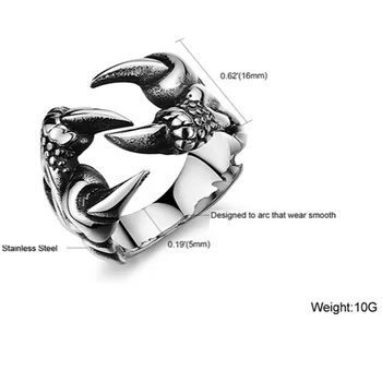 Acessórios de moda Punk Chrome Jóias de Titânio Steel Dragon Claw Coração Partido Anéis para Homens