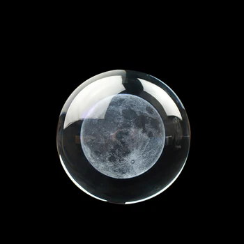 60mm 80mm 3D Lua dentro Transparente Claro Bola de Cristal Esfera Miniatura Casa de Decoração, Acessórios
