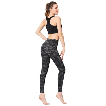 Cinza Camuflagem Calças De Yoga Para Mulheres De Peso