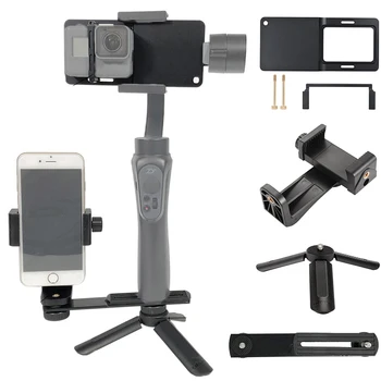 Para GoPro 7 6 5 4 3+ SJCAM Adaptador de telefone/Clip/Mini Tripé/Suporte para Zhiyun Suave Q 3 DJI Osmo Móvel 2 Feiyu G5 Cardan Monte