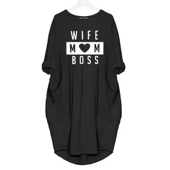 2021 Nova Moda de Bolso ESPOSA, CHEFE, MÃE Letras de Impressão de T-Shirt para as Mulheres Top T-Shirt Feminina Plus Size Harajuku Femme Tumblr