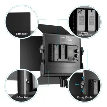 Neewer 3 Pacotes de Bi-color 660 DIODO emissor de Luz de Vídeo com Suporte e Kit Softbox: (3)3200-5600K CRI96+ Luz Dimmable com U Suporte