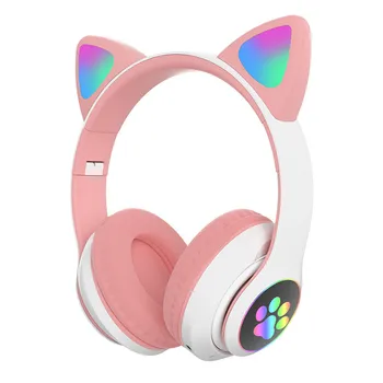 Novo RGB Gato de Fones de Ouvido Bluetooth 5.0 Baixo Ruído Cancelando Adultos, as Crianças Menina Fones de ouvido Cartão do TF do Apoio Casco Mic Música de Presente