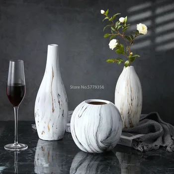 Mármore Padrão Vaso De Cerâmica Ornamentos Nórdicos Luz Criativa De Luxo Para Casa, Decoração, Acessórios Modernos, Simples Sala De Estar Vasos