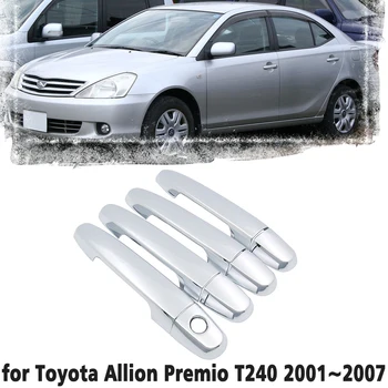 Luxo cromado capa maçaneta da porta da guarnição tampa de proteção para a Toyota Allion Premio T240 2001~2007 acessório do Carro, adesivo 2002 2003