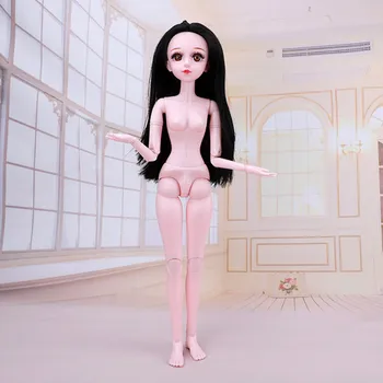 60CM BJD Boneca 21Movable Articulações 3D Olhos Piscando Duas Estilo Nude Cabelos lisos Longos 1/3 do Corpo Feminino de Moda de Vestir Menina de Brinquedo de Presente