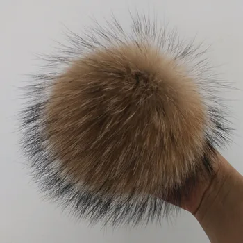 12-15cm Natural de Animais bola de pelo Chapéu de Bola Pom Pom Artesanal DIY Realmente Raccoon Grande Cabelo Bola Atacado Chapéu PomPom Com Fivela