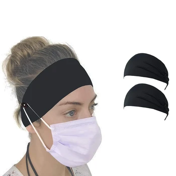 4PCS de Yoga Tiaras com Botões para Titular Máscara, Elástico Turbante Faixa de Cabelo de Esportes o Treino da Cabeça de Deformações para Proteger os Ouvidos