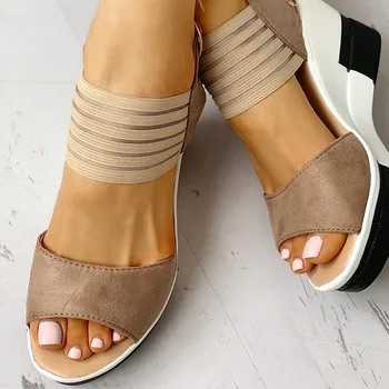 Karinluna salto alto de Lazer confortável plataforma verão sandálias das mulheres Cunhas sapatos femininos