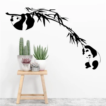 Criativo Panda Chinês Bambu Adesivos De Parede Para Quarto De Viveiro De Decoração De Casa De Desenhos Animados Vinil Adesivos De Parede Diy Arte Mural