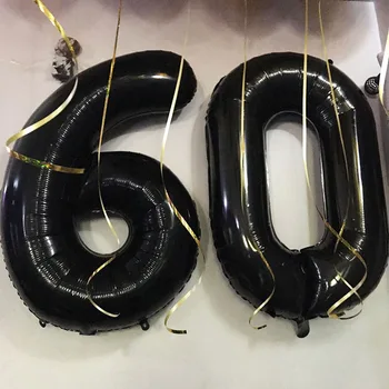 5pcs 30º 40º 50º 60º Aniversário do Partido 40inch Jumbo Preto Número de Balões de Tigres, Zebras e Leopardos Balão de Festa de Aniversário de Suprimentos