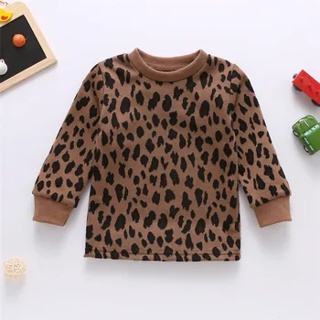 2020 0-5Y Casual Criança Menino Menina Leopard Moletom Superior Outono Novos punhos Elásticos aperte Manga Longa Pulôveres Outwear