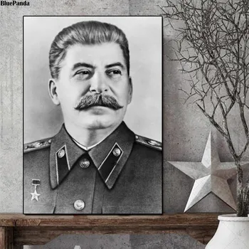Stalin Retrato de Lona Cartaz de Impressão Figura pintura Minimalista Arte Preto Branco Parede a Imagem de Casa Moderna Decoração