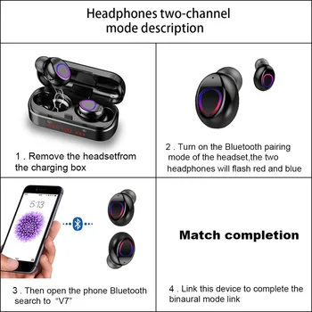 Mini TWS Bluetooth 5.0 Fone de ouvido Fones de ouvido sem Fio 9D de som hi-fi de Esportes Impermeável do DIODO emissor de Exibição Fone de ouvido Com Microfone Fones de ouvido