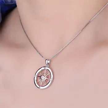 JewelryPalace Cúbicos de Zircônia CZ Bússola solar Colar Pingente Sem Corrente Pingente de Prata 925 Jóias de Moda de Fazer