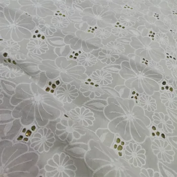 Branco Suíço em Voile de Algodão Ilhó Laço de Tecido para o Vestido,o Diy Bordado em Vestuário de Retalhos de Costura Pano,130 cm de Largura