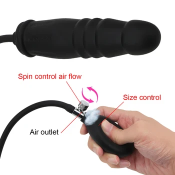 Inflável Anal com Vibrador Plug Expansível Plug anal Com Bomba de Adultos de Silicone de Produtos de Brinquedos Sexuais para Mulheres, Homens Dilatador Anal Massager
