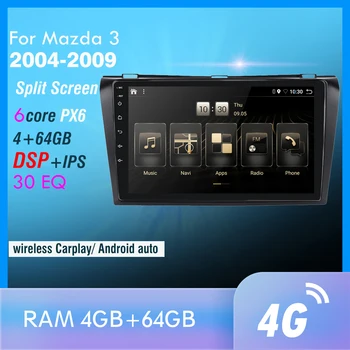 4G+64GB PX6 Car Multimedia Player Para Maz da 3 2004-2009 maxx axela Android De 10 de Rádio Auto de Navegação GPS 4G wifi traseira cam DAB+